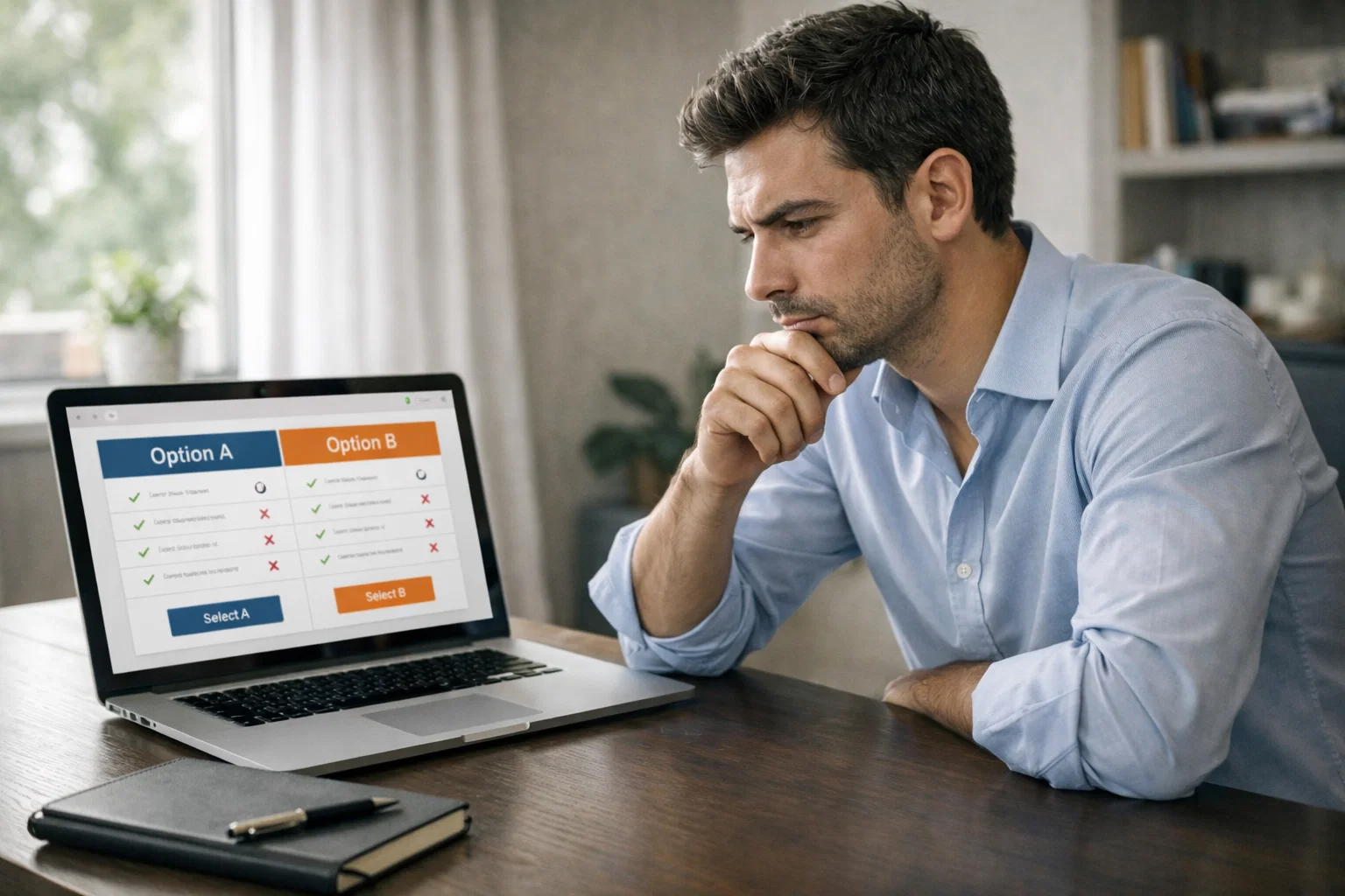 Persona che confronta diversi siti di scommesse calcio su tablet e laptop